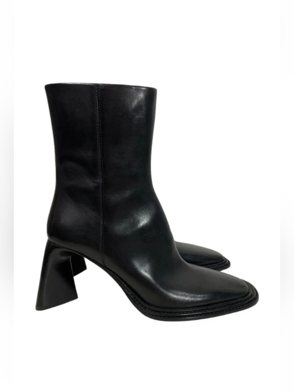 ALEXANDER WANG Women’sa Black Leather Ankle Boots - Sleek Zip Closure - Picture 8 of 17
